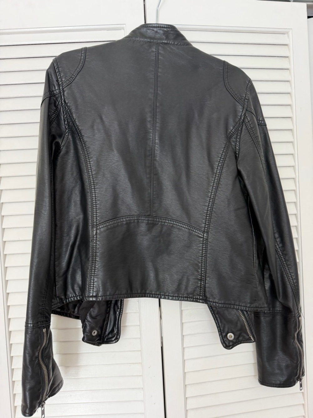 Free People Black Leather Snap-Front Moto Jacket - Picture 2 of 6